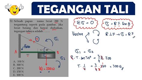 MENGHITUNG TEGANGAN TALI KESETIMBANGAN BENDA TEGAR FISIKA SMA KELAS 11 ...