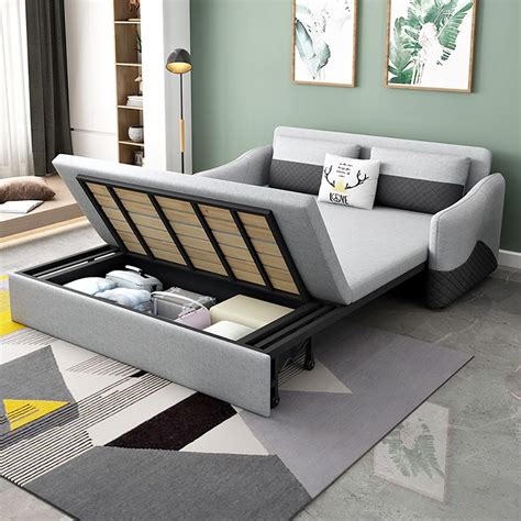 Modern Full Sleeper Sofa Linen Upholstered Convertible Sofa with Storage | Sofa bed for small ...