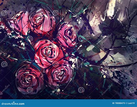 Painting a Dark Rose Color. Stock Illustration - Illustration of ...