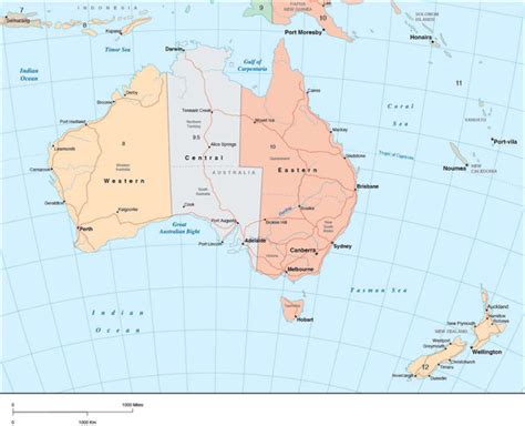 Digital Australia Time Zone map in Adobe Illustrator vector format