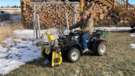 Snowblower on a 4 wheeler - YouTube