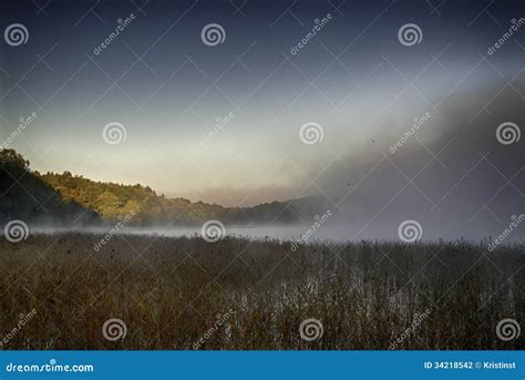 Lake in mist stock photo. Image of wood, lake, water - 34218542