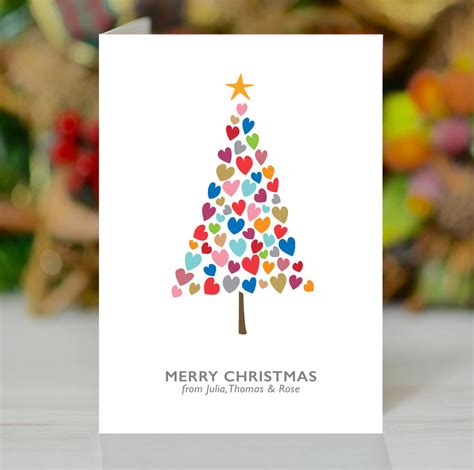 Personalised 'Christmas Tree Of Hearts' Xmas Card By Loveday Designs