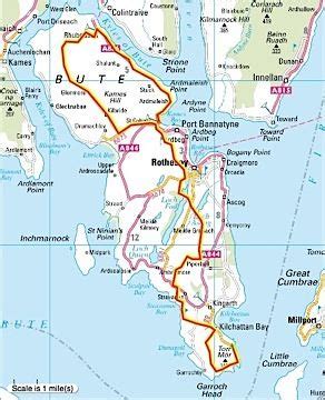 Map of Isle of Bute, Scotland