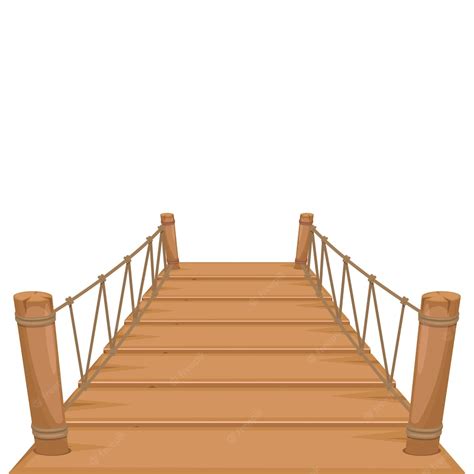 Premium Vector | Wooden bridge isolated on white