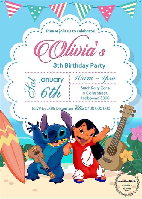 Lilo and Stitch Invitation, Lilo and Stitch Birthday, Lilo and Stitch Party, Lilo and Stitch ...