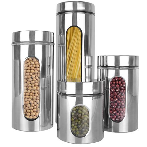 Buy Estilo Stainless Steel Canister Sets for the Kitchen Counter - Silver Canister Set with ...