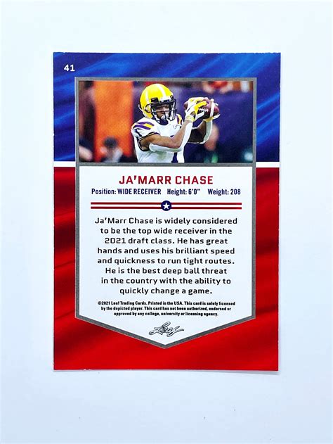 Jamarr Chase Rookie Card 2021 Leaf All-american Insert Yellow - Etsy Canada