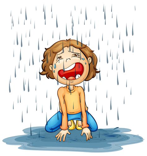 Boy crying in the rain 446528 Vector Art at Vecteezy