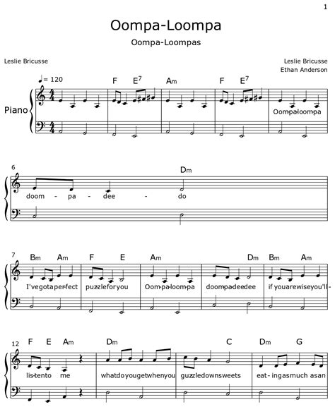 Oompa-Loompa - Sheet music for Piano