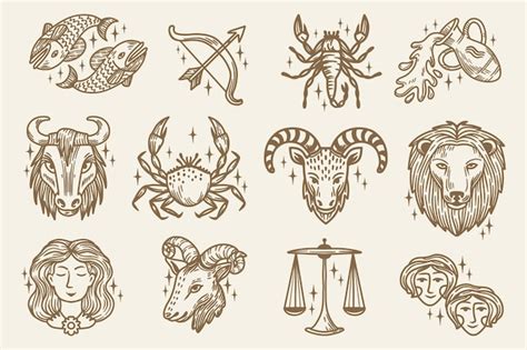 Free Vector | Engraving hand drawn zodiac sign collection