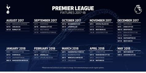 Spurs fixtures 2017/18 | City h, Swansea city, Stoke city