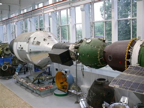 A full scale model of the Apollo-Soyuz test project on display at the Energia Museum in Moscow ...