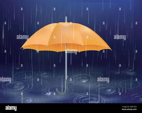 Orange umbrella under rain Stock Vector Image & Art - Alamy