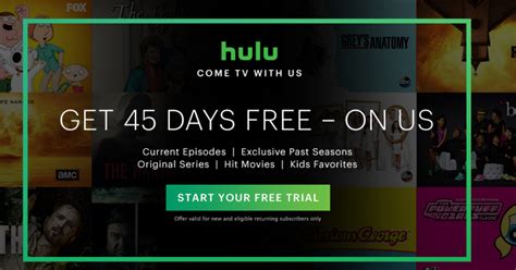 Hulu: FREE 45 Day Trial For New AND Returning Subscribers