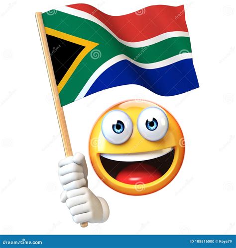 Emoji Holding South African Flag, Emoticon Waving National Flag of ...