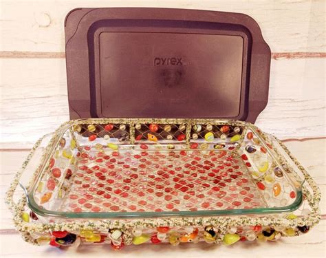 Colorful Beaded Boho Carrier with Pyrex Glass Baking Dish