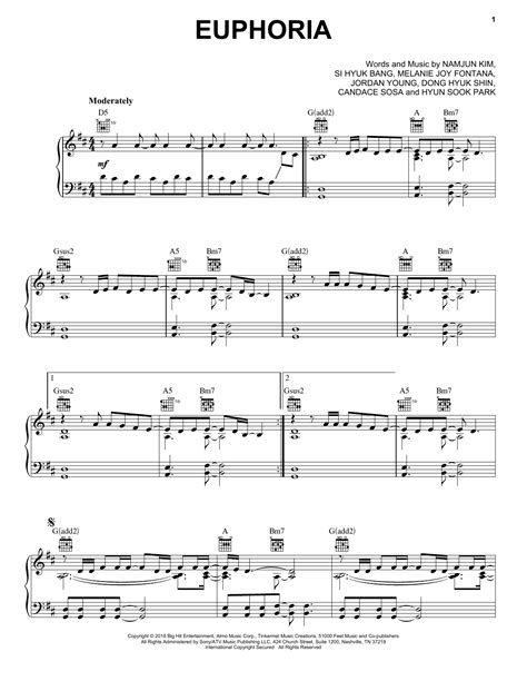 BTS "Euphoria" Sheet Music for Piano Solo | Download PDF - 402927