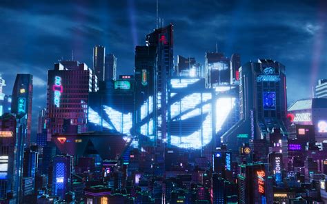 ASUS ROG Wallpaper 4K, Futuristic city, Cyberpunk