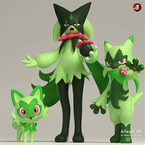 Pokemon sprigatito evolution pack 3D model 3D printable | CGTrader