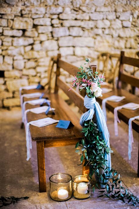 wedding ceremony detail bench, booklet ceremony in an intimate chapel Wedding Bench, Wedding ...