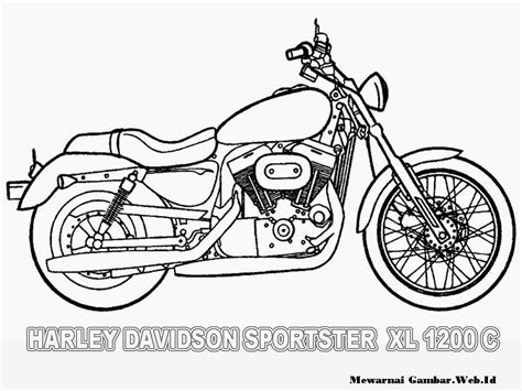 Mewarnai Gambar Motor Harley-Davidson | Mewarnai Gambar