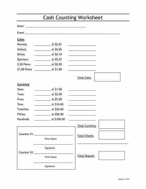 √ 20 Cash Drawer Count Sheet ™ | Dannybarrantes Template