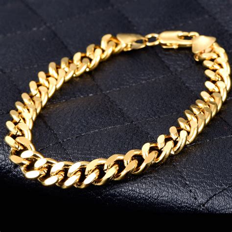 Simple Cuban Link Gold Bracelet Bracelet for Men 18-Karat | Etsy