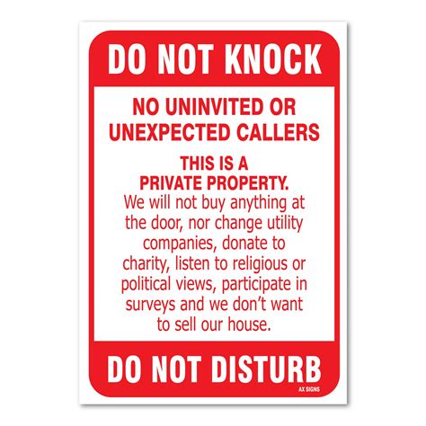 Buy No Soliciting Sign - Do Not Knock - Do Not Disturb Sign - 10" high ...