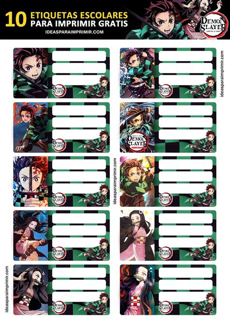 Demon Slayer Descargar Etiquetas Escolares Demon Slayer Kimetsu No ...