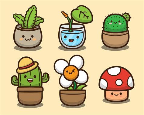 cute cartoon doodle plant set collection vector illustration 14765860 Vector Art at Vecteezy