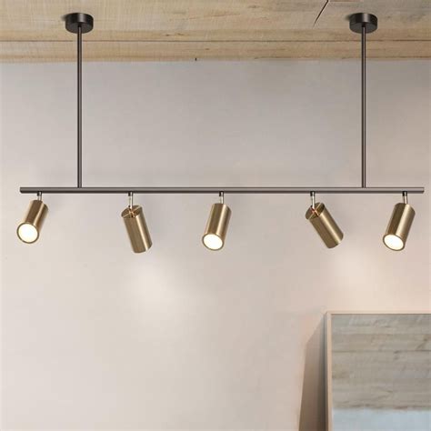 Modern Brass Hanging Track Lights | Track lighting kitchen, Modern ...