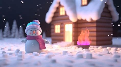 Premium AI Image | 3d render snowman christmas background