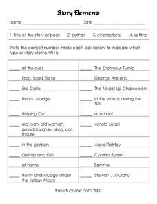 Story Elements Worksheet for 3rd - 4th Grade | Lesson Planet