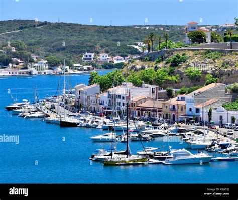 Mahon harbour sea front menorca minorca spain Stock Photo - Alamy