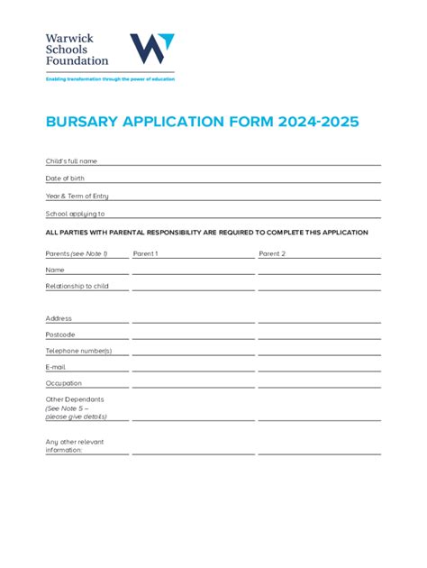 Fillable Online BURSARY APPLICATION FORM 2024-2025 Fax Email Print ...