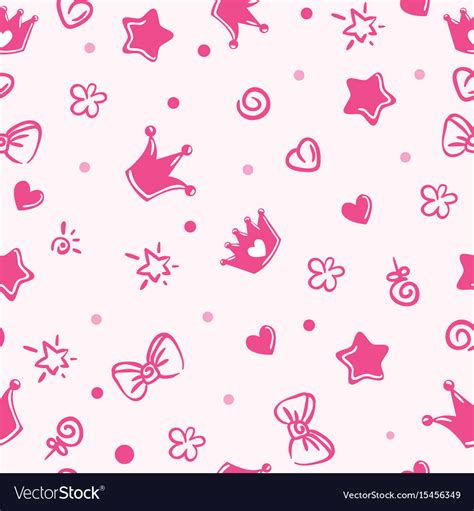 Princess pattern background for girls crown Vector Image