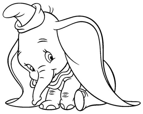 Shy Dumbo coloring page | Free Printable Coloring Pages