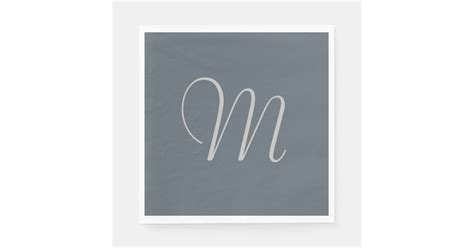 Simple Chic Custom Monogrammed Paper Napkins Grey | Zazzle