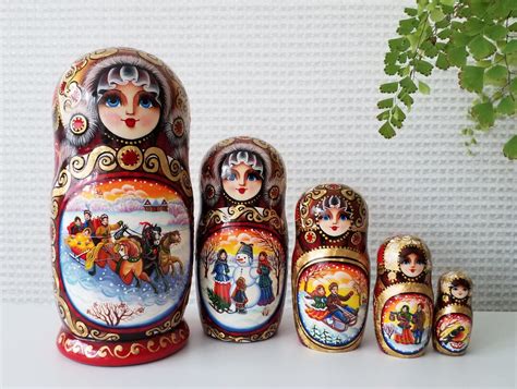 Collectible Artwork Matryoshka Dolls 5pcs Set 7 Height Hand Painted ...