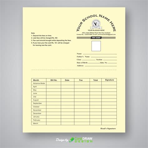 Download School Fee Card Template | CorelDraw Design (Download Free CDR, Vector, Stock Images ...