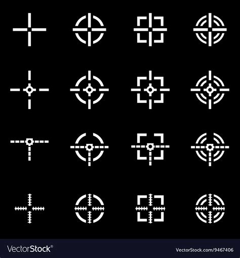 White crosshair icon set Royalty Free Vector Image