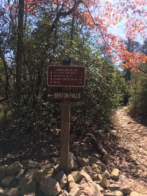 The Benton Falls Trail is an easy 1.5 mile (each way) hike to the 65 foot high waterfall ...