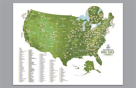 Disc Golf Course Map, Custom Disc Golf Course Map OF USA, Push Pin Opt ...