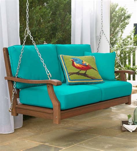 Claremont Deep Seating Wood Swing with Cushions | PlowHearth Porch Furniture, Painted Furniture ...