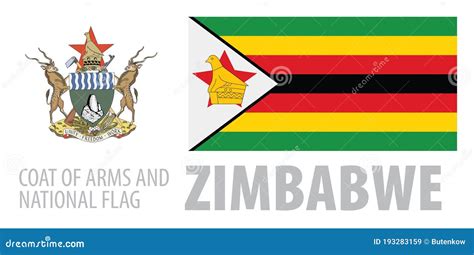 Vector Set of the Coat of Arms and National Flag of Zimbabwe Stock Vector - Illustration of ...