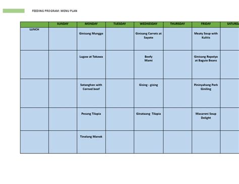 Feeding Program Menu Plan | PDF