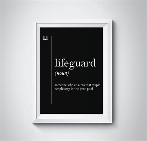 Lifeguard Wall Art Lifeguard Gift Coworker Gift New Job Gift for 911 Worker Dictionary Art Black ...