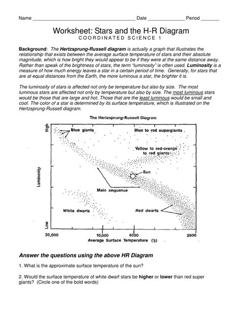 Hr Diagram Worksheet Answer Key — db-excel.com