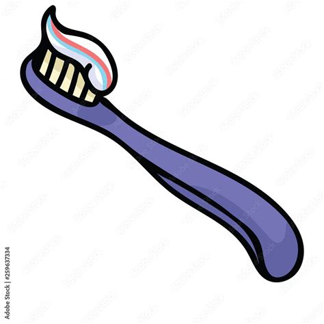 Cute toothbrush cartoon vector illustration motif set. Hand drawn isolated bathroom elements ...